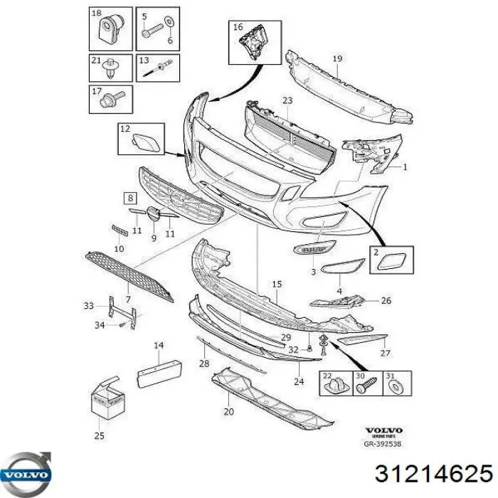 Эмблема на решетку радиатора Volvo 31214625 цена, от 10.90 USD