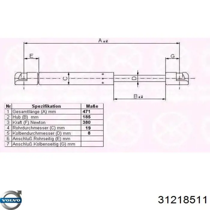 Амортизатор багажника 79702 Asam