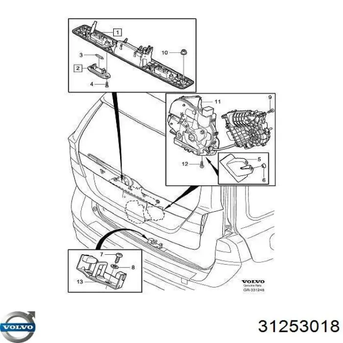 Ручка крышки багажника (двери 3/5-й задней) наружная 31253018 Volvo