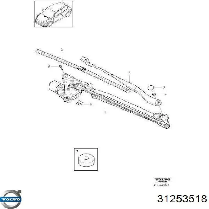 31253518 Volvo Trapézio de limpador pára-brisas