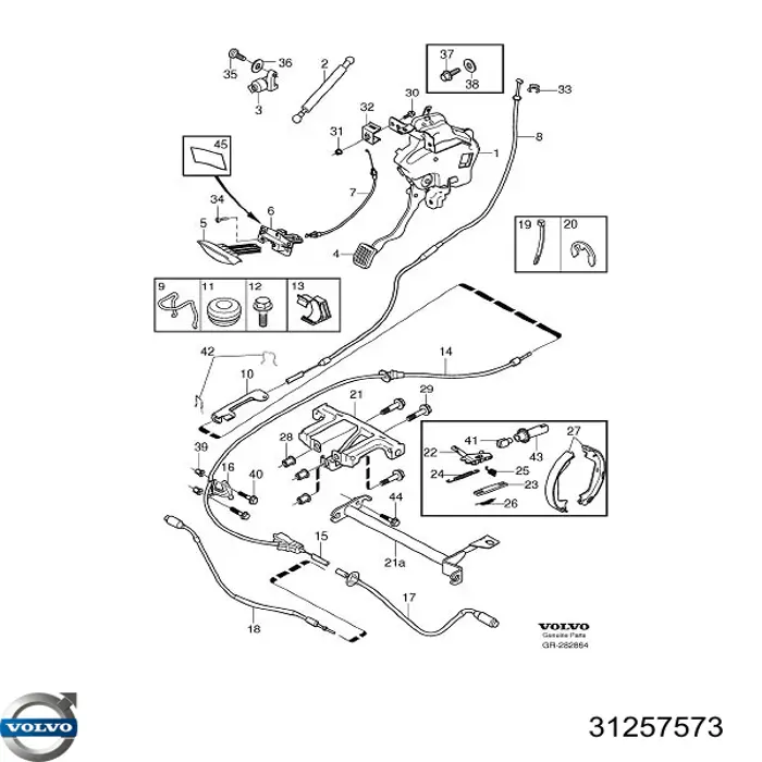 Разжимной механизм колодок стояночного тормоза Volvo 31257573