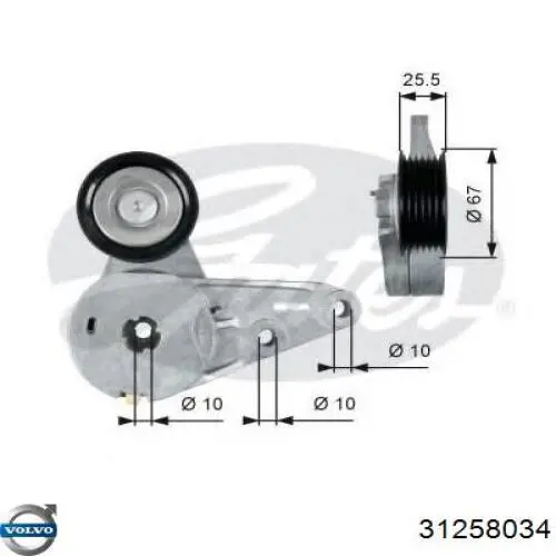 Роликовий модуль натяжителя ремня Volvo 31258034 цена, от 52.78 USD