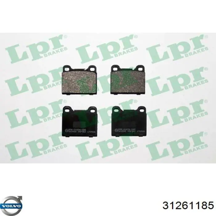 Задние тормозные колодки 31261185 Volvo