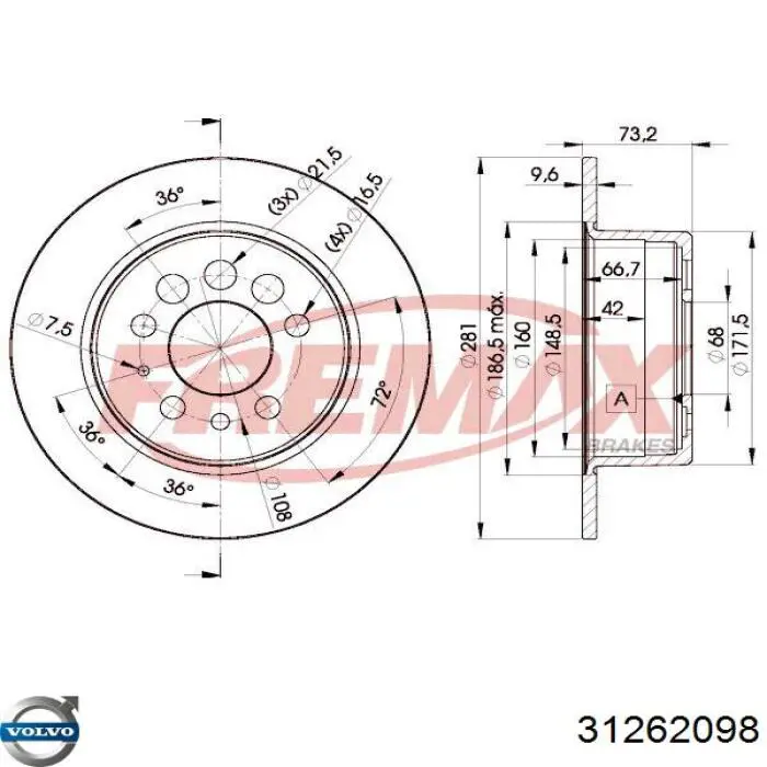 Задний тормозной диск Volvo 31262098 цена, от 31.02 USD
