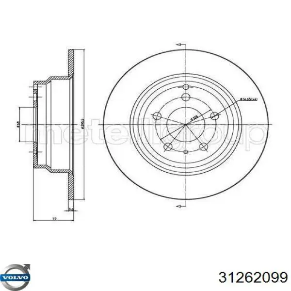 Купить 31262099 Volvo Диск тормозной задний