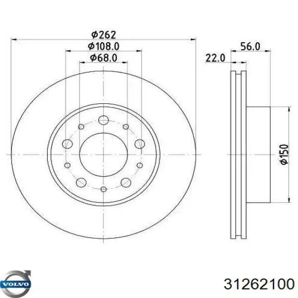 Передние тормозные диски 31262100 Volvo