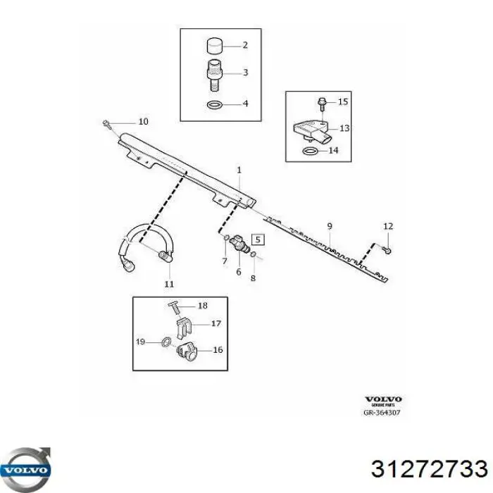 Датчик давления топлива 31272733 Volvo