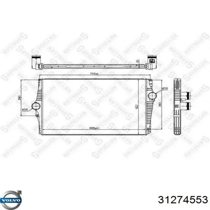 Радиатор интеркуллера Volvo 31274553