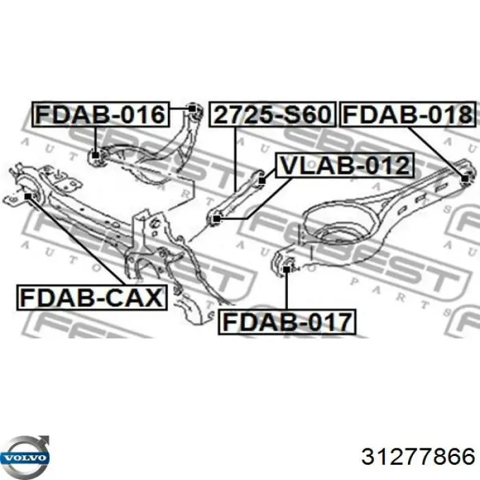31277867 Volvo Рычаг (тяга) задней подвески продольный нижний левый