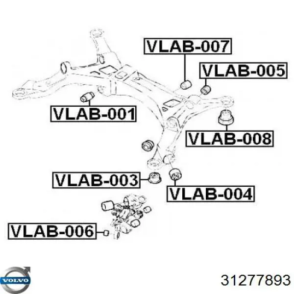 Сайлентблок подрамника задний Volvo 31277893