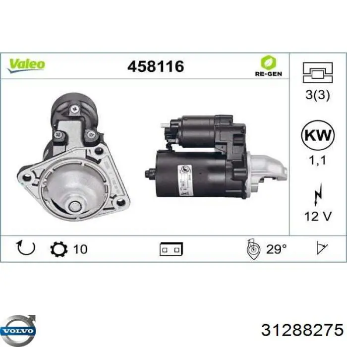 Стартер Volvo 31288275 цена, от 44.34 USD