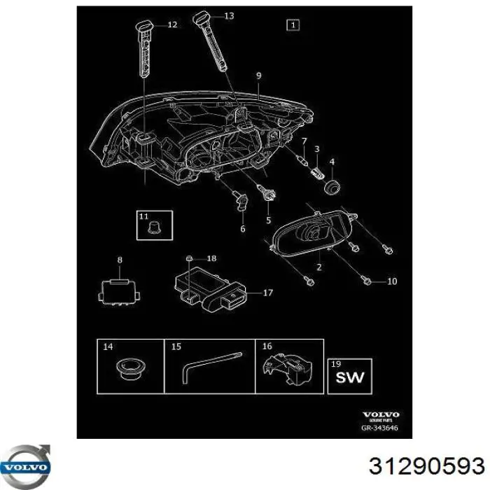 Ксенон Volvo 31290593 цена, от 50.68 USD