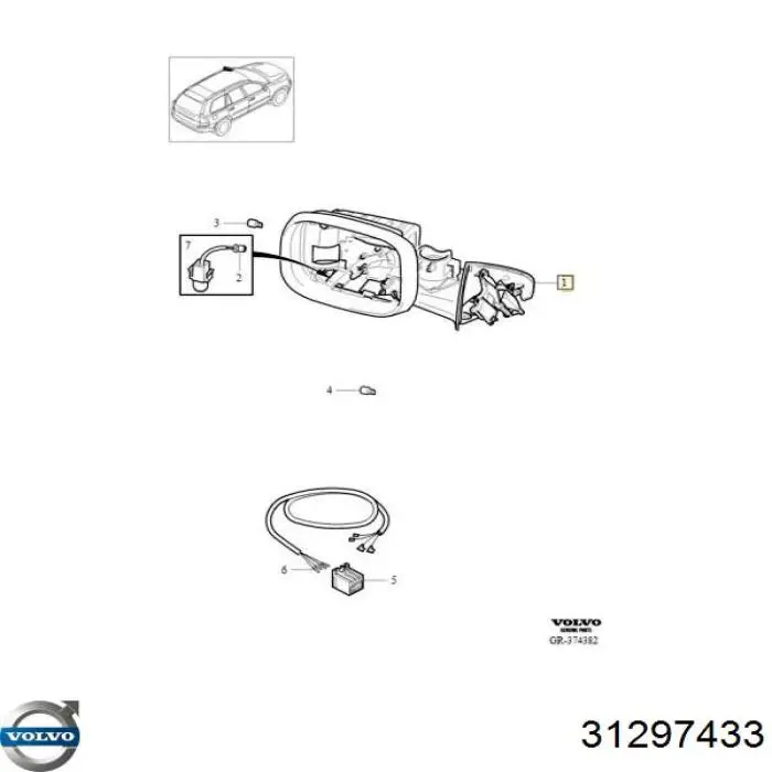 Espelho de retrovisão esquerdo para Volvo XC90  