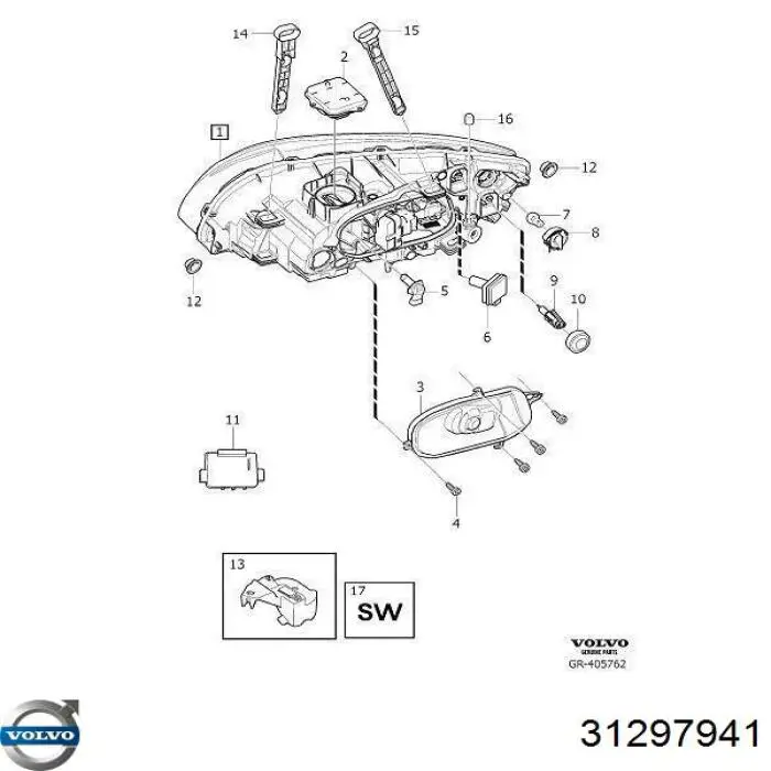 Блок розжига (ксенон) Volvo 31297941 цена, от 42.23 USD