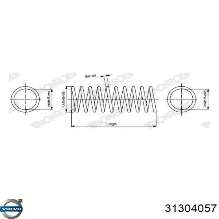 31304057 Volvo Пружина подвески задняя