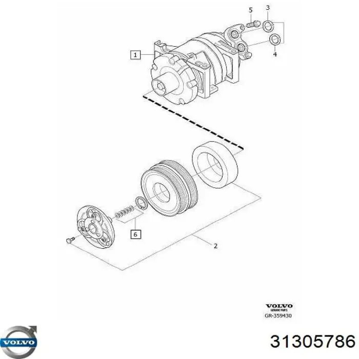 31305786 Volvo Шкив компрессора кондиционера