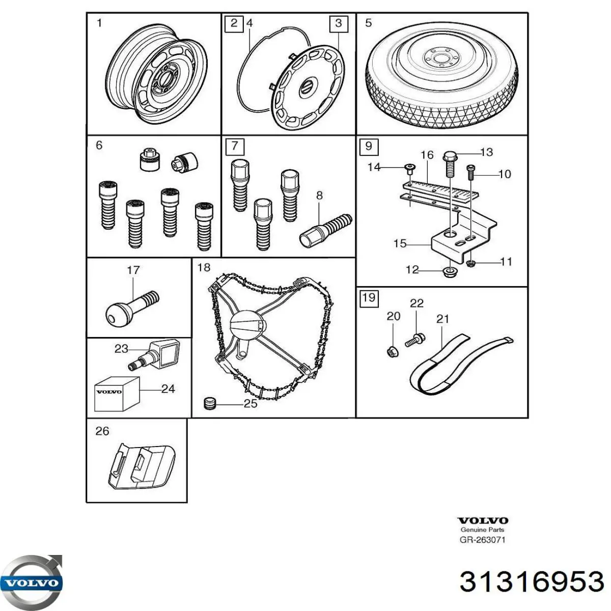 Колесный болт 31316953 Volvo