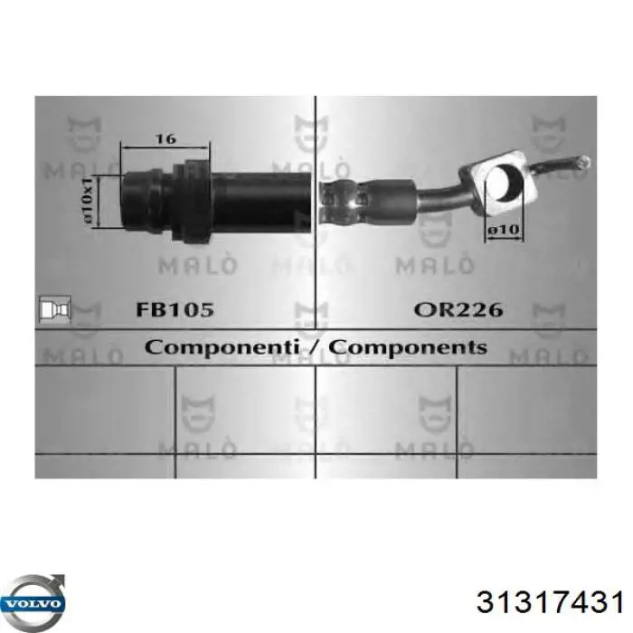 SL5952 ABS Шланг тормозной задний левый