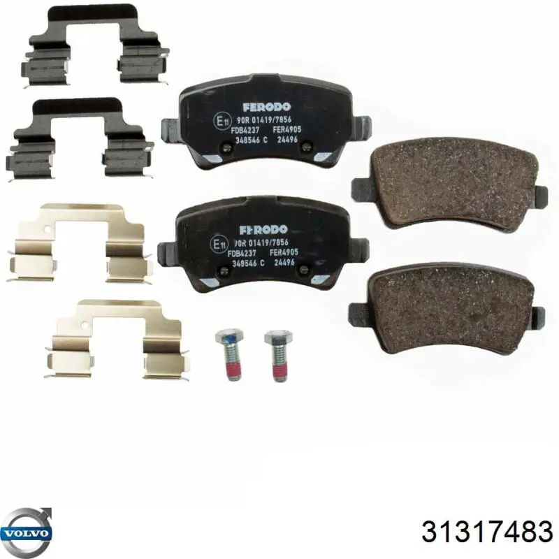 Задние тормозные колодки 31317483 Volvo