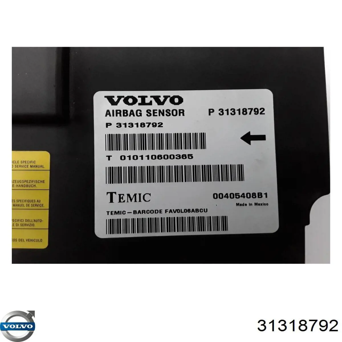 Купить 30773405 Volvo Модуль-процессор управления подушкой безопасности