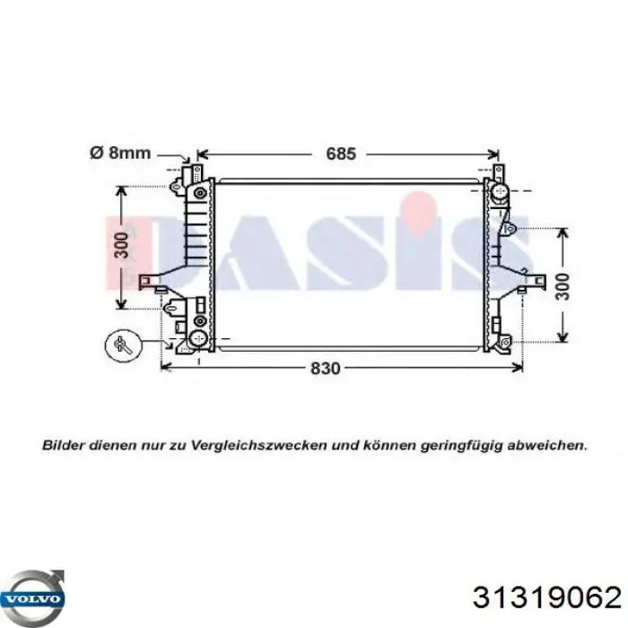 Купить 31319062 Volvo Радиатор водяной