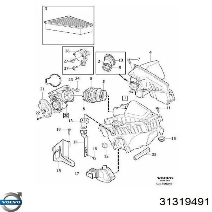 31319491 Volvo датчик положения дроссельной заслонки (потенциометр)