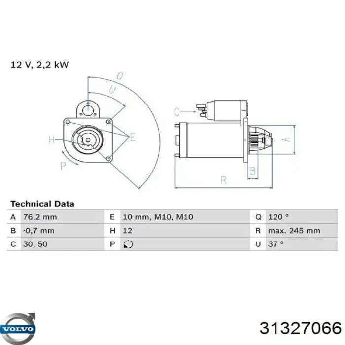 Купить 31327066 Volvo Стартер