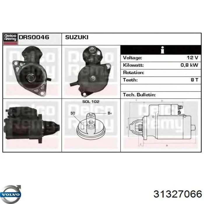 31327066 Volvo Стартер автомобиля