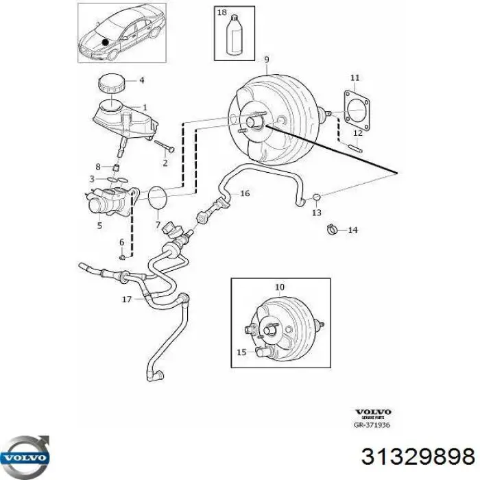 Усилитель тормозов 31329898 Volvo