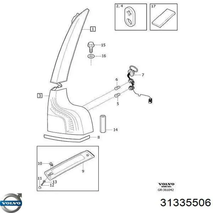 31335506 Volvo Задний левый стоп