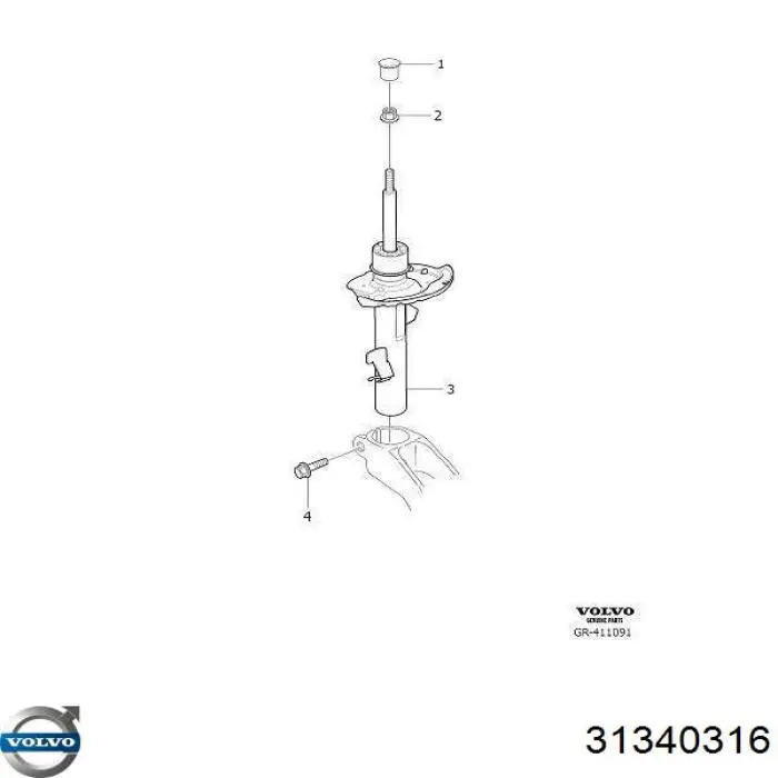 Амортизатор передний правый 31340316 Volvo