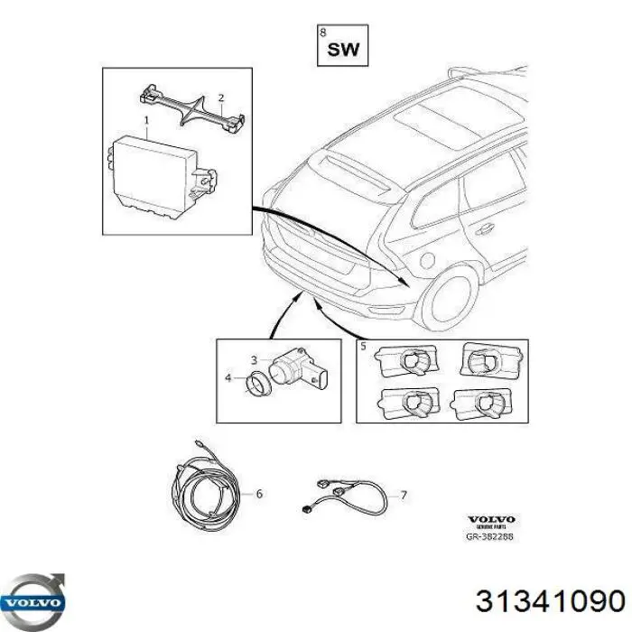 306825480 Volvo Модуль (блок ЭБУ) управления парктроником