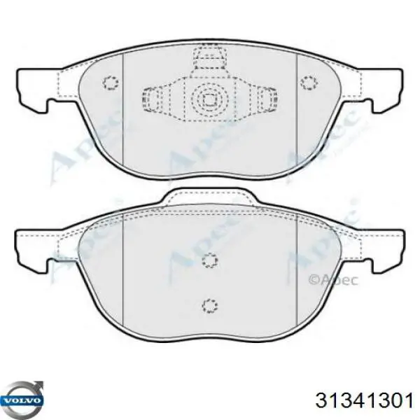Sapatas do freio dianteiras de disco Volvo 31341301