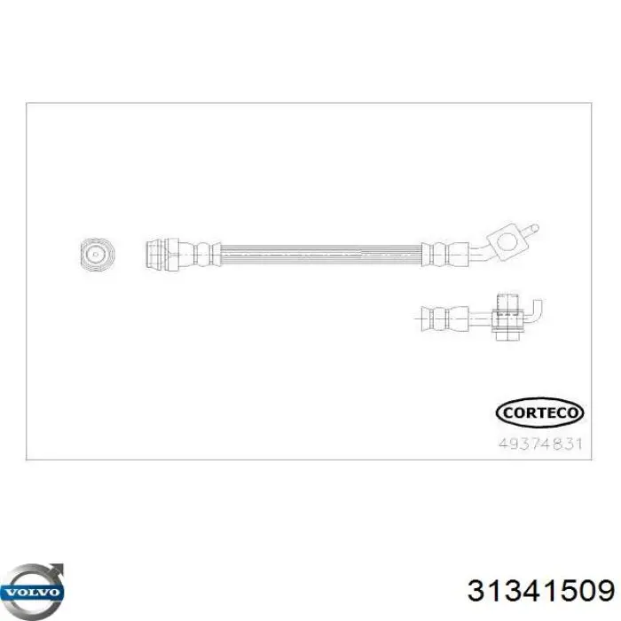 Купить 31341509 Volvo Шланг тормозной задний левый