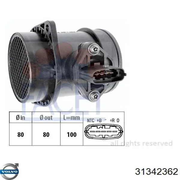 Расходомер воздуха Volvo 31342362
