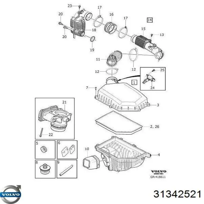 Датчик массового расхода воздуха Volvo 31342521 цена, от 37.18 USD