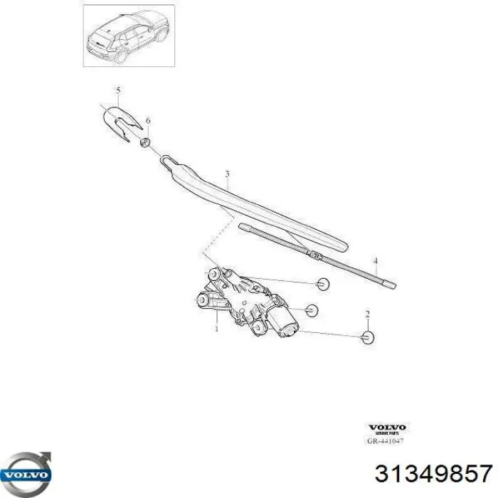 Купить 31349857 Volvo Дворник стеклоочистителя задний