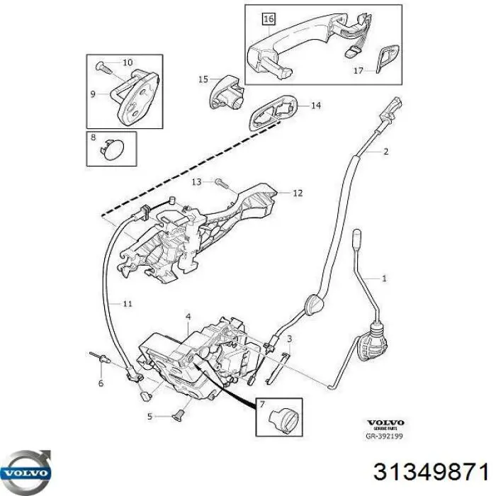 Замок задней двери, правой Volvo 31349871 цена, от 27.52 USD