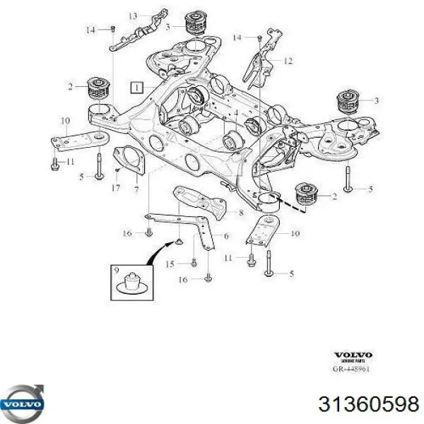 31360598 Volvo Подушка задней балки