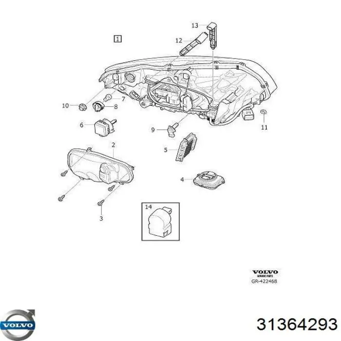 Фара левая Volvo 31364293 цена, от 506.78 USD