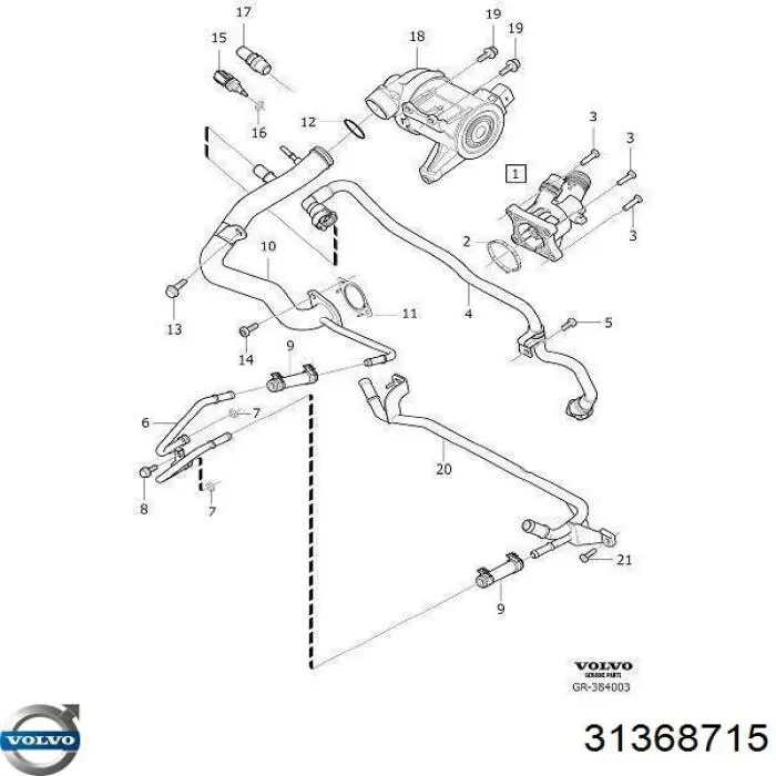 31368715 Volvo bomba de água (bomba de esfriamento)