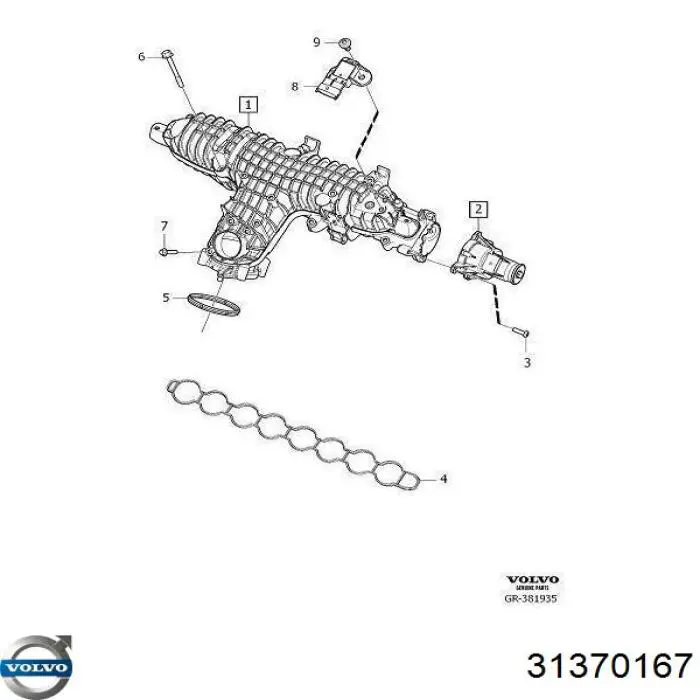 31370167 Volvo  Прокладка впускного коллектора