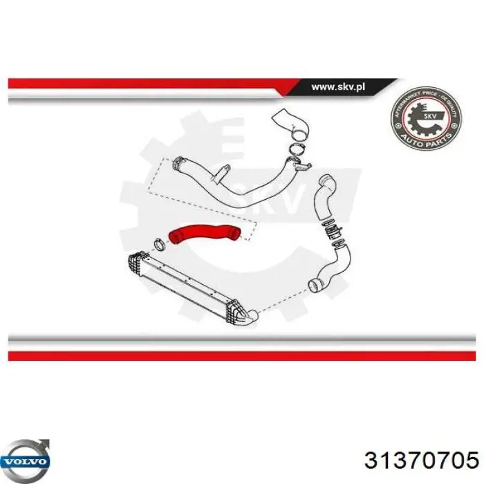 Шланг/патрубок интеркуллера Volvo 31370705 цена, от 241.55 USD