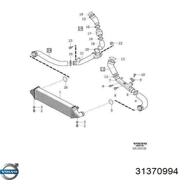 31370994 Volvo Уплотнительное кольцо патрубка интеркуллера