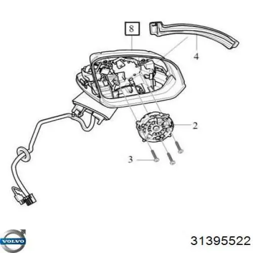 Стекло левого зеркала заднего вида 31395522 Volvo