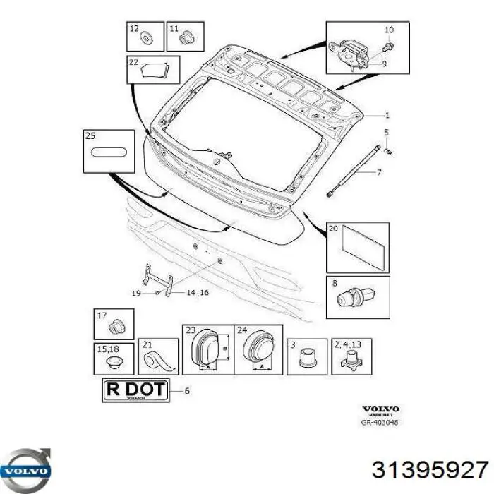 Отбойник двери багажника Volvo 31217001 цена, от 19.22 USD