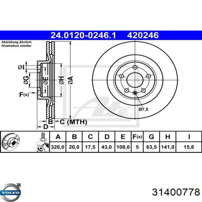 Задний тормозной диск Volvo 31400778 цена, от 70.98 USD