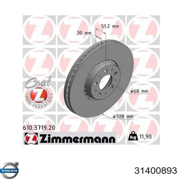 31400893 Volvo Disco do freio dianteiro