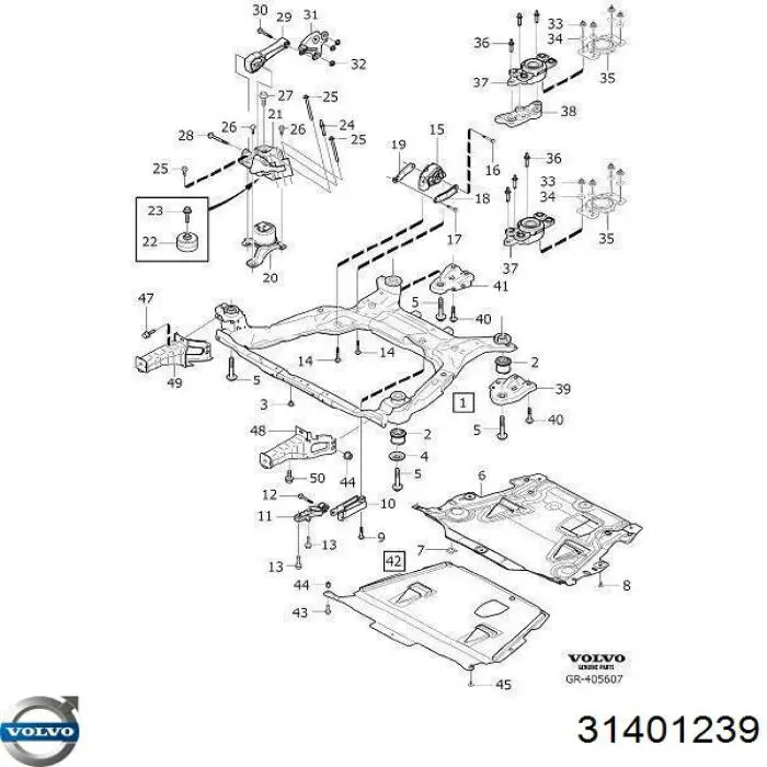 Сайлентблок кронштейна задней подушки двигателя 31401239 Volvo