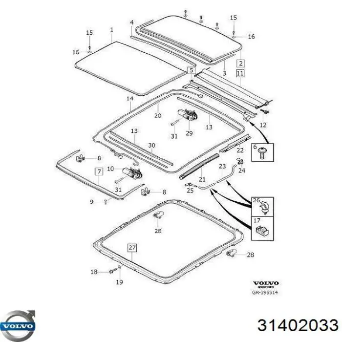 31402033 Volvo Крышка люка крыши передняя